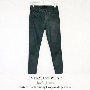Joe’s Jeans Coated Black Skinny Crop Ankle Jeans Mid Rise Stretch 26